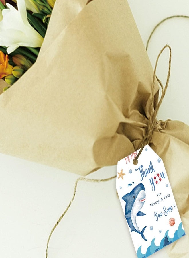 FORSHEEP 50pcs Shark Thank You Tags, Shark Gift Tag with String for Boy Birthday Party, Under The Sea Thank You Paper Tags for Ocean World Party Favors - Image 5